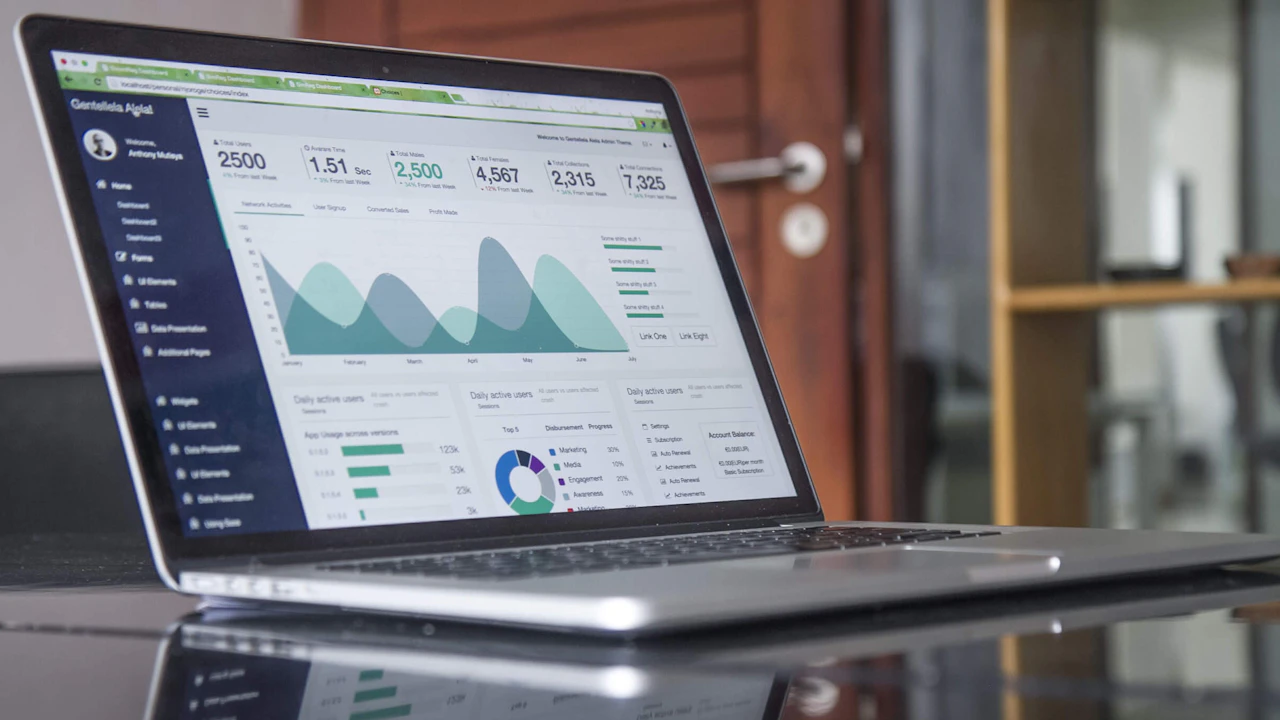 Financial reporting dashboard on a laptop