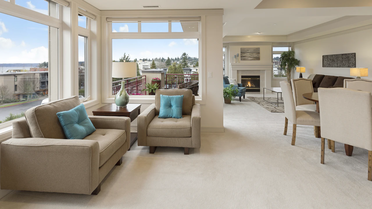 Bright staged living room ready to rent